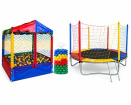Kit cama elástica 2,30m e 1 piscina de bolinhas 1,00 com 500 bolinhas coloridas Kit cama elástica 2,30m e 1 piscina de bolinhas 1,00 com 500 bolinhas coloridas