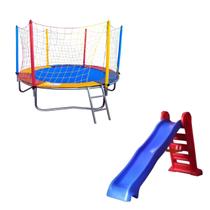 Kit Cama Elástica 2,30m Escorregador Grande Infantil