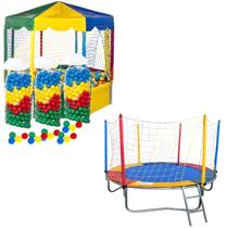 Kit Cama Elástica 2,30m Piscina de Bolinha 2,00m Oitavada c/ 1500 Bolinhas