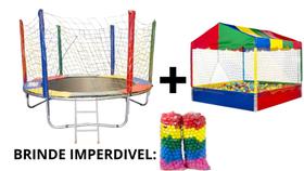 Kit cama elástica 2,30m premiun + 1 piscina de bolinhas 2x2 slim premiun colorida + 250 bolinhas coloridas 76mm - Valentina Brinquedos
