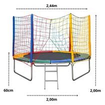 Kit Cama Elástica Pula Pula 2,44m Escorregador Médio Colorido 2 Gangorras 1 Lugar Kit Cama Elástica Pula Pula 2,44m Escorregador Médio Colorido 2 Gangorras 1 Lugar