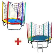 Kit Cama Elástica Pula Pula Trampolim 1,40m + 1,83m Colorida Premium - Rotoplay Brinquedos