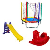 Kit Cama Elástica Pula Pula Trampolim 1,40m Escorregador Médio Gangorra 1 Lugar Nacional Premium