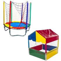 Kit Cama Elástica Pula Pula Trampolim 1,40m Piscina de Bolinhas Quadrada 1,00m Rotoplay Brinquedos