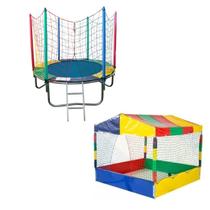 Kit Cama Elástica Pula Pula Trampolim 1,83m + Piscina de Bolinhas Quadrada 1,50m - RotoPlay Brinquedos