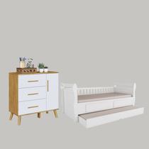 Kit Cama Infantil Maria e Cômoda Sky 100% MDF Moveis Peroba -