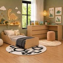 Kit Cama Infantil Montessoriana Escrivaninha 6 Gavetas MDF Amadeirado Multimóveis