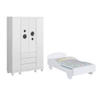 Kit Cama Infantil Sol Guarda-Roupa Bebê Bolinha 4 Portas MDF - Kit Cama Infantil Sol Guarda-Roupa Bebê Bolinha 4 Portas MDF -