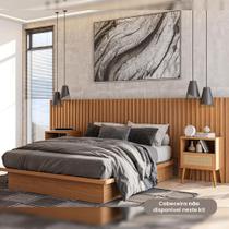 Kit Cama King 2,00m + 2 Mesas de Cabeceira MDF Dalla Costa