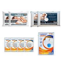 Kit Cama King 4 Travesseiros 2 Nasa 2 Confort 5 e Capas Kit Cama King 4 Travesseiros 2 Nasa 2 Confort 5 e Capas