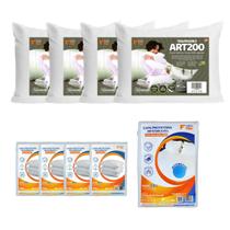 Kit Cama King 9 Peças 4 Travesseiros Firmes e Protetores Kit Cama King 9 Peças 4 Travesseiros Firmes e Protetores