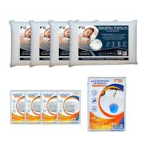 Kit Cama King 9 Peças 4 Travesseiros Nasa e Protetores Kit Cama King 9 Peças 4 Travesseiros Nasa e Protetores