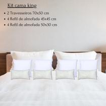Kit Cama King Completo 4 Almofada 45x45cm 4 Quebra Rim 50x30cm 2 Travesseiro 70x50cm