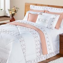 Kit Cama King Damasco Salmão 200 Fios 11 Peças Kit Cama King Damasco Salmão 200 Fios 11 Peças