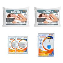 Kit Cama King Size 5 Peças 2 Travesseiros Confort 5 e Capas Kit Cama King Size 5 Peças 2 Travesseiros Confort 5 e Capas