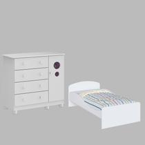 Kit Cama Lua Montessori Cômoda Bebê Bolinha Peroba 100% MDF -