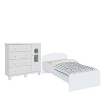 Kit Cama Lua Montessori e Cômoda Tedy 04 gavetas 100% MDF -