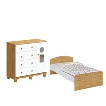 Kit Cama Lua Montessori e Cômoda Tedy 04 gavetas 100% MDF - Kit Cama Lua Montessori e Cômoda Tedy 04 gavetas 100% MDF -