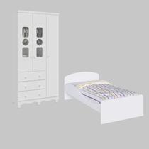 Kit Cama Lua Montessori e Guarda Roupa Tedy 3 Portas MDF -