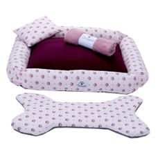 Kit Cama Pet Cachorro Ou Gato Realeza Rosa Tam: M 04 Pecas