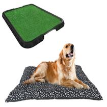Kit Cama Pet Grande Preto Lavável + Sanitário Grama Sanidog