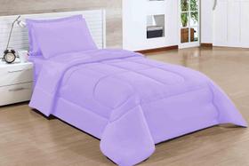 Kit Cama Posta Cobre Leito Solteiro Dupla Face com 3 Peças - LILÁS Kit Cama Posta Cobre Leito Solteiro Dupla Face com 3 Peças - LILÁS