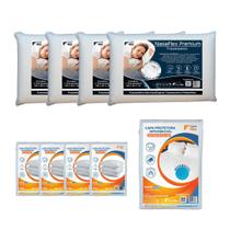 Kit Cama Queen 9 Peças 4 Travesseiros Nasa e Protetores