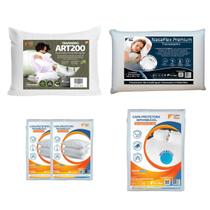 Kit Cama Queen Luxo Travesseiros Nasa e ART200 com Capas