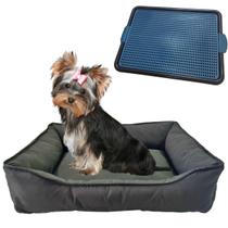 Kit Cama Retangular Tactel M E Sanitário Pet Com Grade Médio