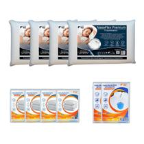 Kit Cama Solteirão 10 Peças 4 Travesseiros Nasa e Protetores