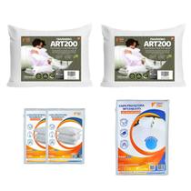 Kit Cama Solteirão 2 Travesseiros ART200 Percal e Capas