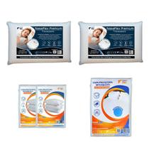 Kit Cama Solteirão 2 Travesseiros Nasa e Capa Impermeável Kit Cama Solteirão 2 Travesseiros Nasa e Capa Impermeável