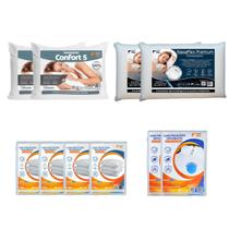 Kit Cama Solteirão 4 Travesseiros 2 Nasa 2 Confort 5 e Capas