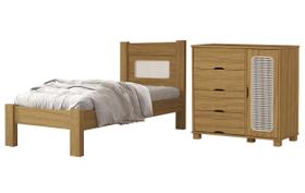 Kit Cama Solteiro Para Quarto MDF Com Cômoda 4 Gavetas Com 1 Porta Sapateira Design Atemporal Moderno Kit Cama Solteiro Para Quarto MDF Com Cômoda 4 Gavetas Com 1 Porta Sapateira Design Atemporal Moderno
