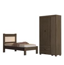 Kit Cama Solteiro Para Quarto MDF Com Guarda Roupa 3 Portas 2 Gavetas Design Classico Moderno Linha Bela Kit Cama Solteiro Para Quarto MDF Com Guarda Roupa 3 Portas 2 Gavetas Design Classico Moderno Linha Bela