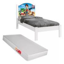 Kit Cama Solteiro Resistente MDF Personagens com Colchão