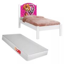 Kit Cama Solteiro Resistente MDF Personagens com Colchão