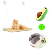 Kit Cama Suspensa De Janela Para Gatos Com Brinquedo Abacate Cat Nip