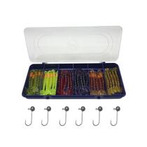 Kit Camarão Artificial 30 Camarões 8cm + 6 Jigs + 1 Estojo Kit Camarão Artificial 30 Camarões 8cm + 6 Jigs + 1 Estojo