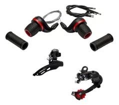 Kit Cambio Dianteiro Traseiro Bike Alavanca Grip Shift 21v