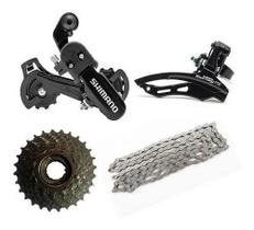 Kit Cambios Shimano 24v Tz Relação+catraca 8v +corrente Bike
