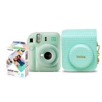 Kit Câmera Analógica Fujifilm Instax Mini 12 Verde Mermaid com Bolsa e Pack com 10 Filmes