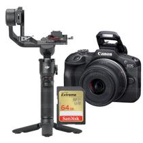 Kit Câmera Canon R100 Mirrorless 4k Com Lente 18-45mm + Estabilizador Dji Rs 3 Mini
