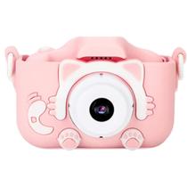 Kit Câmera Cartão Memoria 8GBInfantil Mini Efeitos Fotos Voz Recarregável Com Capa Filma cor:rosa - new