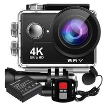 KIT Câmera De Ação H9RS 4K + Bateria Extra Microfone Externo Estabilizador EIS Controle WiFi Sport Moto