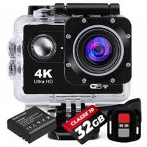 KIT Câmera De Ação M10 4K + 32gb + Bateria Extra Controle Remoto Wifi Filmadora Sport Moto Bike Esportiva