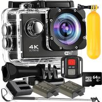 KIT Câmera De Ação M10 4K+ 64gb+ 2 Baterias+ Carregador+ bastão+ Bóia Controle Remoto Wifi Filmadora Sport
