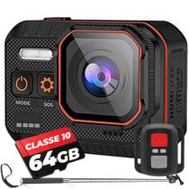 Kit Câmera de ação Wifi SC02 + Memória 64gb + Bastão Filmadora Sport 4k Full Hd 20mp Mergulho Moto Bike Surf IP68 - CLICK