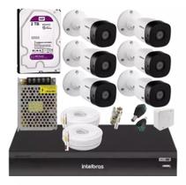 Kit Camera de Segurança Intelbras 6 Vhl 1220b, Dvr Imhdx 3008 Full Hd C/hd 2tb 200m Cab.