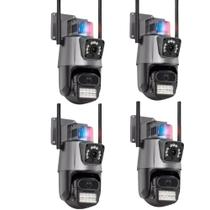 Kit Câmera de Segurança Wi-Fi P11 IP 4K 8MP com Sirene Policial para Ambiente Interno Externo Cinza